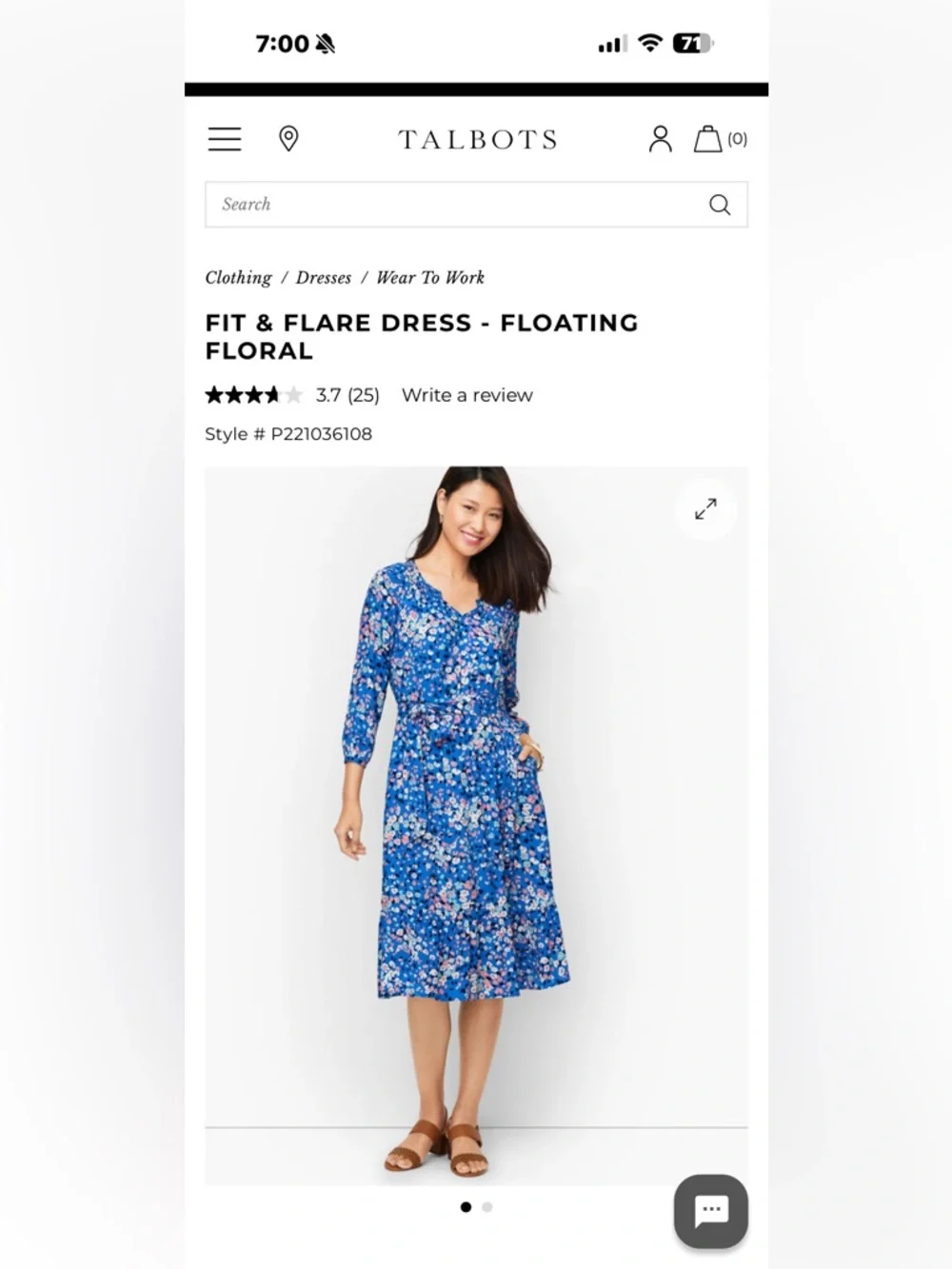 Talbot Women’s Blue Fit & Flare Floating Floral Pattern Midi Dress Size XS - Picture 2 of 11
